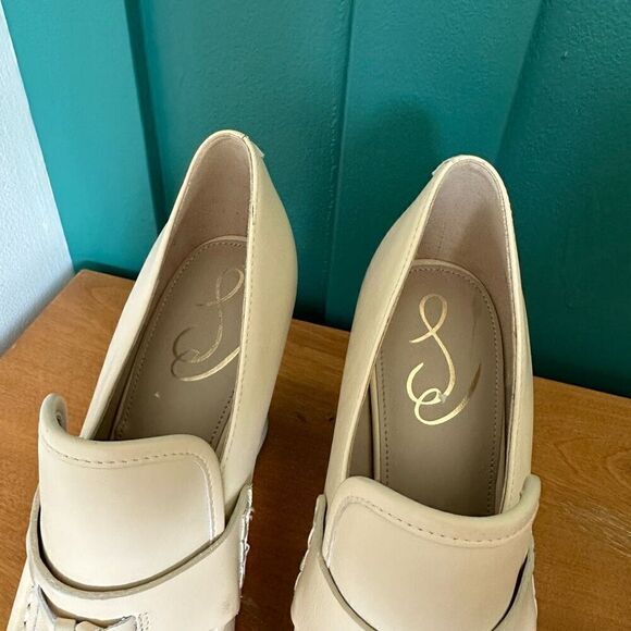 Sam Edelman Jed Women’s Matte Eggshell Ivory Chunky Platform Tassel Detail Loafe - Picture 5 of 14